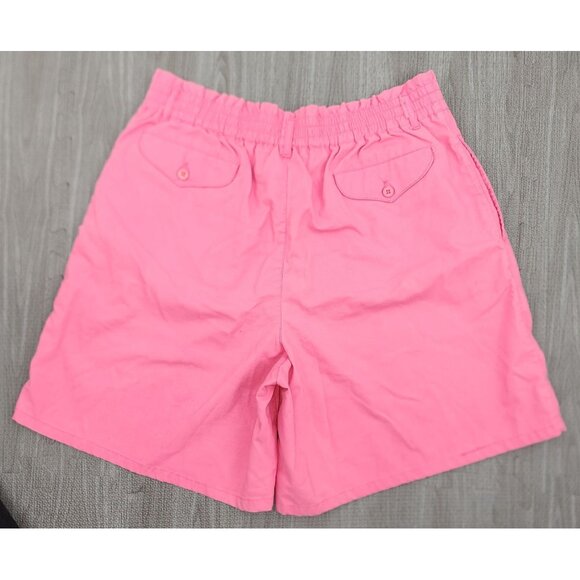 Women's Vintage Blue Cabana High Waisted Pleated Pink Shorts Large Loose Fit - Picture 2 of 7
